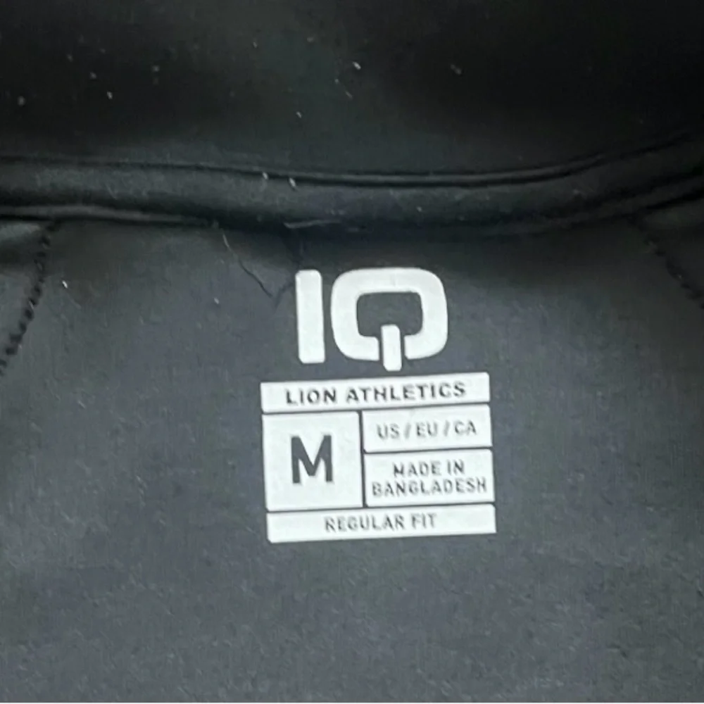 IQ Lion Athletics black sports activewear track jacket zip pockets logo Men M